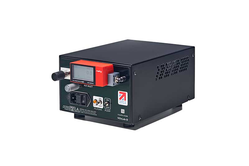 /getattachment/dc404bd0-227e-4e09-b032-a9ff42c1887b/RONS-outlet.png?lang=en-US A ModuNOx™ / NOxLab™ RONS generator, showing air intake, RONS outlet and power cable
