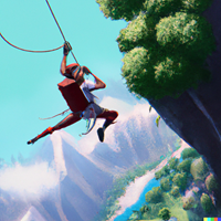 Dangerously Crossing Mountains Means Navigating Precisely. Find A Zipline, Yell "Rescue!" Quickly!