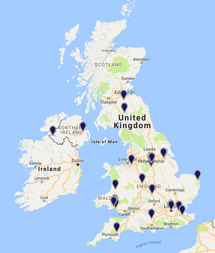 Location of UK sites
