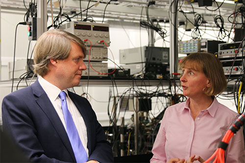 Chris Skidmore in the labs